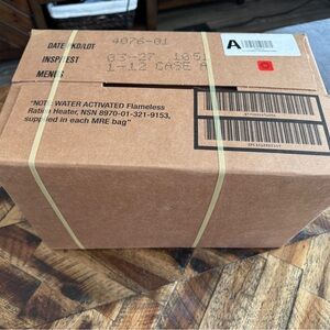 Unopened case of MREs (box of 12)